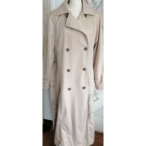 Vintage J.G. Hook Trench Coat Lined Double Breast Belted Women 14 Beige